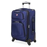 SWISSGEAR Sion Softside Expandable Spinner Luggage Durable Lightweight Travel Suitcase, Blue, Carry-On 21-Inch