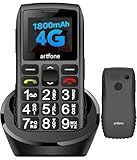 artfone C1+4G Cell Phone for Seniors, Large Buttons Basic Phone, SOS Button, Charging Dock, Voice Time, Speed Dial, Hands-Free, Large Font, Loud Speaker, FM Radio, Simple Mobile Phone, 1800mAh, Black