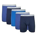 Gildan Men's Underwear Boxer Briefs, Multipack, Navy/Metro Blue/Antique Royal (5-Pack), Medium