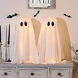 Halloween Decorations -2 Packs Spooky Ghosts with String Lights-Scary Ghost for Halloween Decor Indoor Party Home Table Room Kitchen and Fireplace Decor