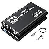 XIIXMASK Video Capture Card, Audio Video Capture Card, USB 3.0 Capture Card 4K HDMI Loop-Out, 1080P 60FPS/2K 30FPS Video Game Capture for Streaming Works for PS5/Switch/Camera/PC/OBS(Black)