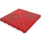 15.7"x15.7" Garage Flooring Tiles, Non-Slip Interlocking Plastic Garage Floor Mat, Garage Organization & Garage Storage, Vented Pattern (red, 25pcs)