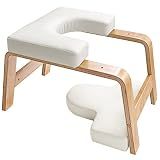Restrial Life Yoga Headstand Bench- Stand Yoga Chair for Family, Gym - Wood and PU Pads - Relieve Fatigue and Build Up Body (White), 25*16.14*15.75inch