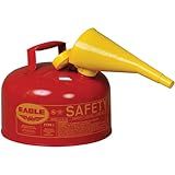 Eagle 2 Gallon Type I Red Safety Gas Can for Gasoline with Flame Arrester, Self-Closing Lid, and F-15 Funnel, Made in the USA, Galvanized Steel Flammable Storage Can, UI20FS
