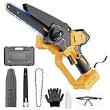 Cordless Mini Chainsaw Compatible with DeWalt 20V Battery (Tool Only), 6” & 8” Brushless Electric Chainsaw with Auto Oiler, 2 Chains, One-Hand Pruning Saw for Tree Trimming & Wood Cutting