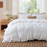 Bedsure Duvet Cover King Size - Soft Double Brushed Bedding Set for Kids & Adults, Zipper Closure, 3 Pieces, Includes 1 Duvet Cover (104"x90") & 2 Pillow Shams, NO Comforter, White