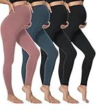 Dalavch 4 Pack Women's Maternity Leggings Over The Belly High Waisted Black Yoga Workout Pregnancy Pants Activewear for Women 2 Black 1 Pink 1 Blue Large