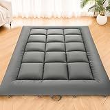 DOWNSTORIA Japanese Floor Mattress, Foldable Futon Mattress Tatami Mat with Handle, Roll Up Camping Sleeping Pad for Adults, Guestroom Floor Bed, Twin Size, Grey