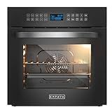 Empava Built-In Electric Single Wall Oven 24 inch with Convection and Rotisserie 10 Cooking Modes, Screen Touch Control, Black
