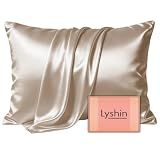 LYSHIN Silk Pillow Cases Standard Size with Hidden Zipper, Champagne