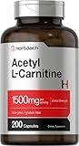 Horbäach Acetyl L-Carnitine 1500mg | 200 Capsules | Extra Strength Supplement | Non-GMO & Gluten Free