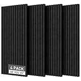 HWLIYUTAI Acoustic Foam Panels, 48 x 24 x 2 inches, 4 Pack Soundproof Foam Wall Panels High Density Noise Canceling Studio for Echo Absorption Home Office (Black 4 Pack, 48" x 24" x 2")