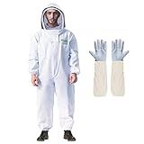 LONGADS Bee Suit for Men, Full Body Beekeeper Suit with Gloves and Veil XXL