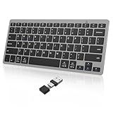 OMOTON 2.4G Wireless Keyboard for Win 7/8/10 with USB & Type C, Ultra Slim and Compact Quiet, Compatible with Laptop Tablet Desktop and PC (Grey)