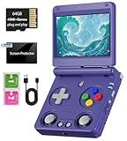 RG34XXSP Foldable Retro Handheld Game Console , 3.4 Inch IPS Screen Linux System Sunken Dual Joystick Built-in 64G TF Card 4353 Games Handheld Emulator Support 5G WiFi Bluetooth TV Output(Indigo)
