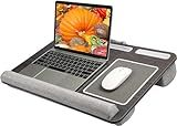 HUANUO Lap Desk - Fits up to 17 inches Laptop Desk, Built in Mouse Pad & Wrist Pad for Notebook, Laptop, Tablet, Lap Stand with Tablet, Pen & Phone Holder, Black Woodgrain