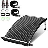 Jacgotlia Pool Heater for Above Ground Pool, Solar Pool Warmer, Solar Water Heater with 2 Adapters, 2 Hoses & Clamps, 2 Plumbers Tape and Telescopic Legs