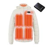 LYReview Unisex Heated Jacket with Rechargeable Battery Included, Outdoor Cozy Soft Waterproof Heating Coat for Men and Women, Beige, M