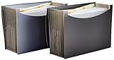 Amazon Basics Expanding Organizer File Folder for Documents, Letter Size, 13 Pockets, Waterproof, Black & Gray, 2-Pack