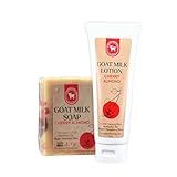 Honey Sweetie Acres Goat Milk Handmade Skincare Bundle Lotion & Soap Bar for Luxurious Hydration, Gentle Cleansing, All-Natural Care (Cherry Almond)