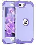 BENTOBEN for iPhone SE 2022 Case and iPhone SE 2020 Case, Heavy Duty 3 in 1 Full Body Rugged Shockproof Hybrid Hard PC Soft Rubber Case for iPhone SE 3rd/2nd Gen, Light Purple/Lavender