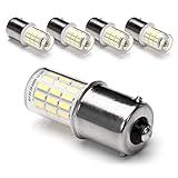 12 Volt BA15S Led Bulbs,1156 1141 P21W 6000k Daylight White,DC Bayonet Single Contact Base,AC10-24V DC10-30volt Low Voltage BA15S Bulb for Landscape RV Camper Interior Marine Boat Trailer Lights,5Pack
