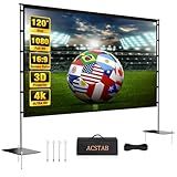 ACSTAB Outdoor Projector Screen with Stand, 120 inch Portable Movie Screen for Backyard, Easy Setup, Wrinkle-Free, Lightweight for Camping & Home Theater