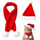 2-Piece Pet Christmas Costume Set, Dog Santa Hat, Santa Hat for Dogs, Red Santa Hat with Matching Scarf, Comfortable Fabric for Dogs