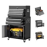 Omelaza 8-Drawer Rolling Tool Chest with Lock, Detachable Tool Cabinet Cart with Wheels, High-Capacity Mechanic Tool Storage for Garage Workshop Warehouse
