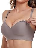 Vinfact Smooth Nursing Bras for Breastfeeding Seamless Maternity Bras for Pregnancy Wireless Bralette with Extra Bra Extender - Large, Gray