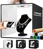 DUCLUS Light Box Photography, 16x16 Inch Photo Light Box with 160 Dimmable LED Lights (CRI 97+), 6 PVC & 2 Paper Backdrops, Portable Studio Box for Product Photography: Jewelry, Food, Shoes