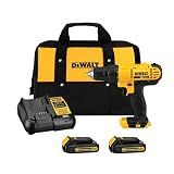 DEWALT 20V Max Cordless Drill Driver Set, 2 Speed, High Performance Motor, Includes 2 XR 1.3Ah Li-Ion Batteries, Charger and Contractor Bag (DCD771C2)