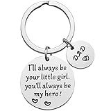 Father’s Day Gift - Dad Gifts from Daughter for Birthday Christmas Valentine’s Day, I'll Always Be Your Little Girl, You Will Always Be My Hero Daddy Keychain, Father Daughter Keyring