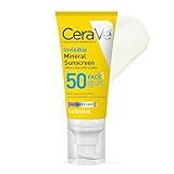 CeraVe Invisible Mineral Sunscreen SPF 50, Face Sunscreen for Sensitive Skin With Zinc Oxide & Titanium Dioxide, Vitamin E + Niacinamide + Ceramides, Oil Free, Travel Size 1.62 oz