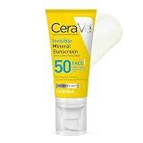 CeraVe Invisible Mineral Sunscreen SPF 50, Face Sunscreen, Travel Size