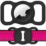 for Airtag Dog Collar Holder, Air Tag Protective Cat Airtag Dog Collar,Silicone AirTags GPS Tracking Accessories,Air Tags with Bone Pattern (1 Pack(Black))