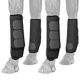 AccompMe Medicine Horse Boots Splint Boots for Horses Protective Lower Limb Brushing Boots Front Hind Leg Protection Gear Set of 4 (Black, Medium)