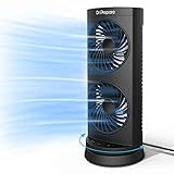 Dr. Prepare Tower Fan Oscillating Fan, Portable Desk Fan with 3-Speed Options, Dual Air Circulation, 110° Oscillation, 3 Timers, Personal Quiet Table Fan for Home Office Desktop Bedroom, 13 inch