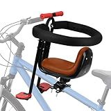 Ercabikker Child Bike Seat - Front Mount, Kids Bike Seat for Adult Bike, Baby Bike Seat Front Mounted, Toddler Bike Seat for Children 1~4 Years Brown