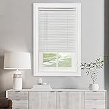 Cordless Light Filtering Mini Blind - 26 Inch Width, 64 Inch Length, 1" Slat Size - Pearl White - Cordless GII Morningstar Horizontal Windows Blinds for Interior by Achim Home Decor