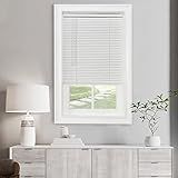 Cordless Light Filtering Mini Blind - 27 Inch Width, 64 Inch Length, 1" Slat Size - Pearl White - Cordless GII Morningstar Horizontal Windows Blinds for Interior by Achim Home Decor