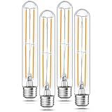 Sphoon Tubular Light Bulb 7.3 Inch Dimmable T10 LED Bulb E26 6W 60 Watts Edison Bulbs 2700K Solf White,185mm Long for Wall Sconces, Pendant, Livingroom, 4-Pack