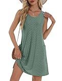 BKRIVE Summer Dresses for Women 2025 Trendy Casual Loose Sleeveless Dress Sundresses with Pockets Teal Green L
