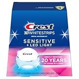 Crest 3D Whitestrips Sensitive & Gentle + LED Light – Teeth Whitening Kit, 1 Light + 14 Treatments, Each with 1 Upper/1Lower, 28 Strips – Crest 3DWhite Teeth Whitening Strips