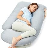 Momcozy Pregnancy Pillows with Cooling Cover, U-Shaped Full Body Maternity Pillow for Side Sleepers 57 Inch - Support for Back, Hip, Belly, Legs for Pregnant Women