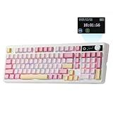 EPOMAKER TH99 PRO 96% Mechanical Keyboard with Screen & Knob, 10000mAh, 2.4Ghz/BT, Hot Swap, Custom Driver, RGB Backlight, PBT Keycap, Wireless Gaming Keyboard for PC/Mac (Pink, Sea Salt Silent)