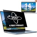 STARY 4-way 360°Laptop Privacy Screen Filter 14 Inch 16:10 Ratio(1920x1200), Anti Glare & Blue Light Filter, Removable Privacy Screen Protector for Laptop Monitor, Compatible with HP Dell Acer Lenovo Samsung ASUS Toshiba