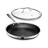 HexClad 12" Hybrid Nonstick Frying Pan with Lid, Dishwasher & Oven Safe