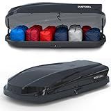 VISRACK Roof Cargo Box, Dual-Side Opening Design, 14 Cubic Feet Capacity, Waterproof Hard-Shell Storage Box, Includes Straps and Spare Key,Ideal for Travel and Luggage Transport, Black (B62-)
