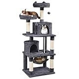 Yaheetech 62.5inches Cat Tree Cat Tower Cat Condo with Platform & Hammock, Scratching Posts for Kittens Pet Play House with Plush Perch for Indoor Activity Relaxing, Dark Gray